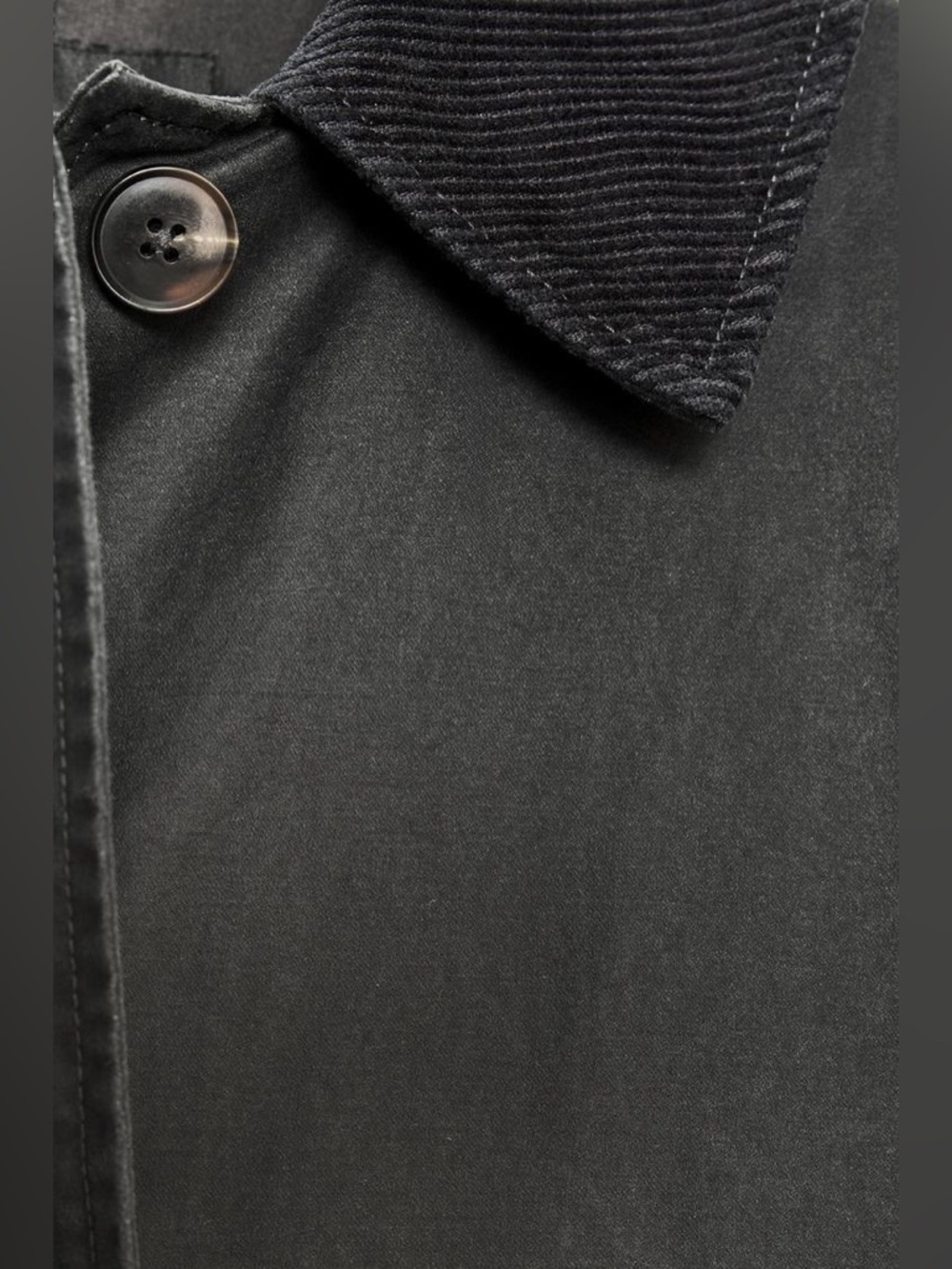 NWOT. Zara Anthracite Grey Waxed-Effect Long Trench Coat. Size M-L. - Picture 11 of 16